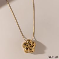 304 Stainless Steel 14K Gold Plated White Gold Plated Gold Plated Casual Sweet Flower Earrings Necklace sku image 2