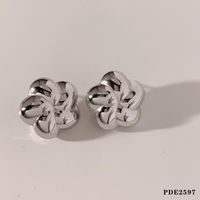 304 Stainless Steel 14K Gold Plated White Gold Plated Gold Plated Casual Sweet Flower Earrings Necklace sku image 4