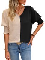 Women's T-shirt Short Sleeve T-Shirts Contrast Binding Streetwear Color Block main image 3