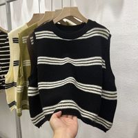 Women's Sleeveless Sweaters & Cardigans Stripe Simple Style Stripe main image 1