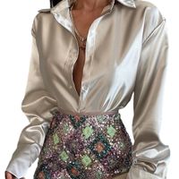 Women's Blouse Long Sleeve Blouses Button Elegant Solid Color main image 2