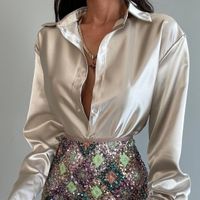 Women's Blouse Long Sleeve Blouses Button Elegant Solid Color main image 1
