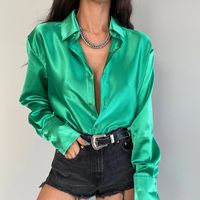 Women's Blouse Long Sleeve Blouses Button Elegant Solid Color main image 5