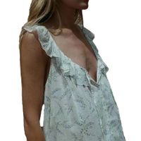 Women's Regular Dress Vacation V Neck Printing Ruffles Sleeveless Ditsy Floral Knee-Length Daily Beach main image 2