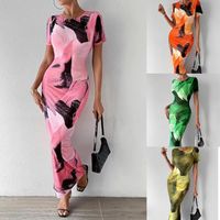 Women's Sheath Dress Vacation Round Neck Printing Short Sleeve Color Block Maxi Long Dress Holiday Daily main image 1