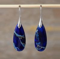 1 Pair Classic Style Water Droplets Patchwork Agate Drop Earrings sku image 5