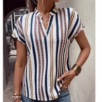 Women's T-shirt Short Sleeve Blouses Printing Simple Style Stripe main image 1