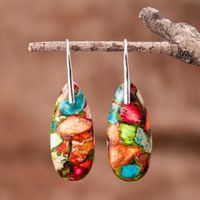 1 Pair Classic Style Water Droplets Patchwork Agate Drop Earrings sku image 10