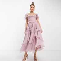 Women's Regular Dress Streetwear Boat Neck Ruffles Short Sleeve Solid Color Maxi Long Dress Holiday Beach main image 4