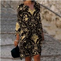 Women's Regular Dress Vacation V Neck Printing Short Sleeve Printing Maxi Long Dress Holiday Daily main image 1