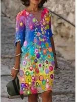 Women's Regular Dress Vacation V Neck Printing Short Sleeve Printing Maxi Long Dress Holiday Daily main image 3