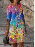 Women's Regular Dress Vacation V Neck Printing Short Sleeve Printing Maxi Long Dress Holiday Daily main image 5