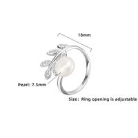 Sterling Silver White Gold Plated Elegant Glam Luxurious Polishing Plating Inlay Solid Color Pearl Open Rings main image 4