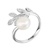 Sterling Silver White Gold Plated Elegant Glam Luxurious Polishing Plating Inlay Solid Color Pearl Open Rings main image 3