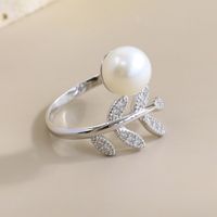 Sterling Silver White Gold Plated Elegant Glam Luxurious Polishing Plating Inlay Solid Color Pearl Open Rings main image 1