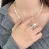 Sterling Silver White Gold Plated Elegant Glam Luxurious Polishing Plating Inlay Solid Color Pearl Open Rings main image 5