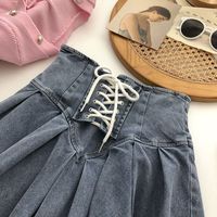 Summer Simple Style Solid Color Cotton Above Knee Skirts main image 4