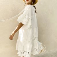 Women's Princess Dress Simple Style Round Neck Half Sleeve Solid Color Midi Dress Holiday Daily Beach main image 4