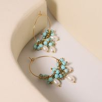 1 Pair Simple Style Classic Style Flower Inlay Titanium Steel Pearl 18K Gold Plated Earrings main image 3