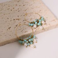 1 Paar Einfacher Stil Klassischer Stil Blume Inlay Titan Stahl Perle 18 Karat Vergoldet Ohrringe main image 2