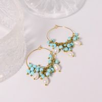 1 Pair Simple Style Classic Style Flower Inlay Titanium Steel Pearl 18K Gold Plated Earrings main image 1