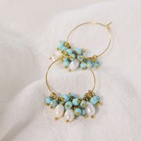 1 Pair Simple Style Classic Style Flower Inlay Titanium Steel Pearl 18K Gold Plated Earrings main image 5