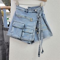 Femmes Vacances Du Quotidien Vêtement De Rue Couleur Unie Shorts Lavé Jeans main image 1