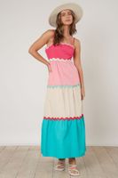 Women's Strap Dress Vacation Strap Backless Sleeveless Color Block Maxi Long Dress Holiday Daily sku image 4