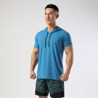 Men's Sports Solid Color Chemical Fiber Blending Nylon Hooded Active Tops T-shirt main image 5