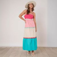 Women's Strap Dress Vacation Strap Backless Sleeveless Color Block Maxi Long Dress Holiday Daily main image 3