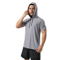 Men's Sports Solid Color Chemical Fiber Blending Nylon Hooded Active Tops T-shirt main image 2