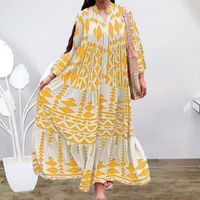 Women's Regular Dress Streetwear V Neck Printing Button Long Sleeve Printing Maxi Long Dress Holiday Daily main image 4