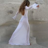 Women's Regular Dress Sexy Round Neck Long Sleeve Solid Color Maxi Long Dress Holiday Daily main image 5