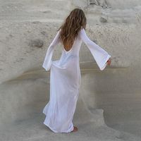 Women's Regular Dress Sexy Round Neck Long Sleeve Solid Color Maxi Long Dress Holiday Daily main image 4