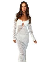 Women's Regular Dress Sexy Square Neck Long Sleeve Solid Color Maxi Long Dress Holiday Daily Beach main image 3