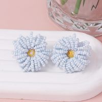 1 Pair Lady Flower Beaded Plastic Resin Earrings main image 4