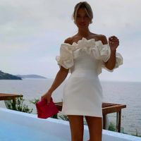 Women's Sheath Dress Elegant Shirt Collar Lettuce Trim Sleeveless Solid Color Knee-Length Daily Beach Date main image 4