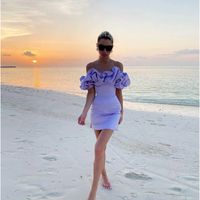 Women's Sheath Dress Elegant Shirt Collar Lettuce Trim Sleeveless Solid Color Knee-Length Daily Beach Date main image 5