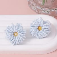 1 Pair Lady Flower Beaded Plastic Resin Earrings main image 3