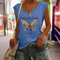 Femmes T-Shirt Manche Courte T-shirts Impression Style Simple Lettre Papillon main image 5