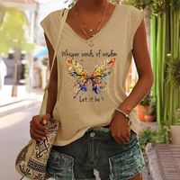 Women's T-shirt Short Sleeve T-Shirts Printing Simple Style Letter Butterfly main image 4