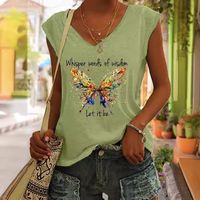 Femmes T-Shirt Manche Courte T-shirts Impression Style Simple Lettre Papillon main image 3