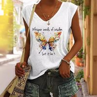 Femmes T-Shirt Manche Courte T-shirts Impression Style Simple Lettre Papillon main image 1
