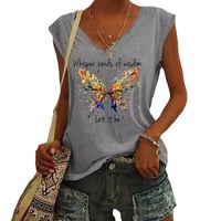 Women's T-shirt Short Sleeve T-Shirts Printing Simple Style Letter Butterfly main image 2