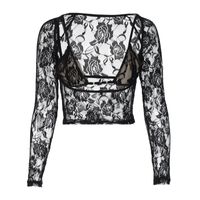 Women's Chiffon Shirt Long Sleeve Blouses Lace Hollow Out Sexy Solid Color main image 2