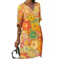 Women's Regular Dress Vacation V Neck Printing Long Sleeve Printing Maxi Long Dress Holiday Daily main image 2