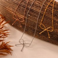 Titan Stahl 18 Karat Vergoldet Lässig Einfacher Stil Pendeln Überzug Bogenknoten Armbänder Halskette main image 10