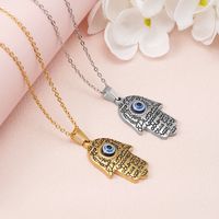 304 Stainless Steel 18K Gold Plated Casual MAMA Simple Style Letter Devil's Eye Hand Of Fatima Pendant Necklace main image 1