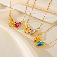 Titanium Steel 18K Gold Plated Fairy Style Modern Style Classic Style Inlay Butterfly Zircon Pendant Necklace main image 1