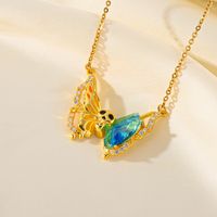Titanium Steel 18K Gold Plated Fairy Style Modern Style Classic Style Inlay Butterfly Zircon Pendant Necklace sku image 3